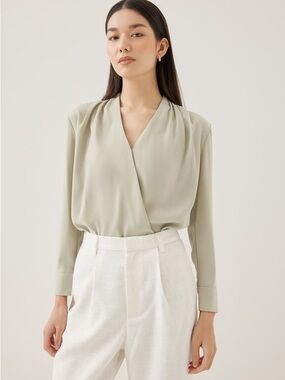 Sage green v-neck wrap blouse